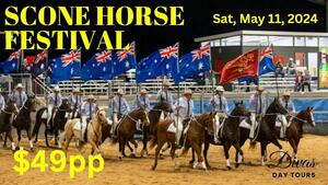 Scone Horse Festival Street Parade
When: Saturday 11th May 2024
Cost: $49 per person 
Departing form: Wallsend 

https://www.divasdaytours.com.au/buy/day-tours/sat-may-11-scone-horse-festival-street-parade