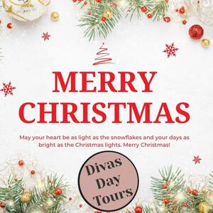 From all the Team at Divas Day Tours we wish you’ll a very Merry Christmas.✨🎄

May you all have a wonderful day filled with joy and happiness with your family and friends
.
.
.
#merrychristmas2023 #DivasDayTours